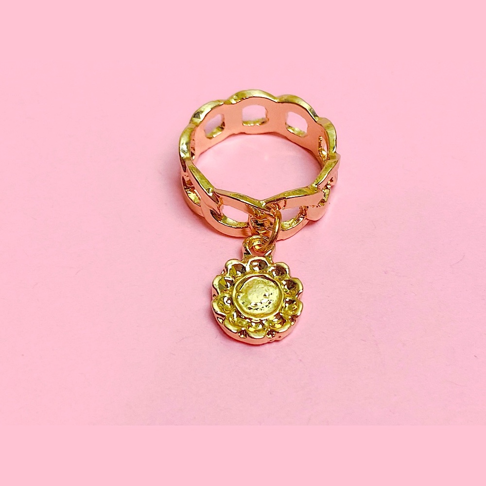 Cuban chain link with dangle charm ring
